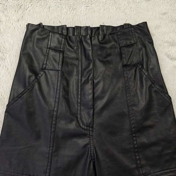 PrettyLittleThing Faux Leather Pants Women's 4 US Black High Waist Straight Leg - Picture 2 of 10